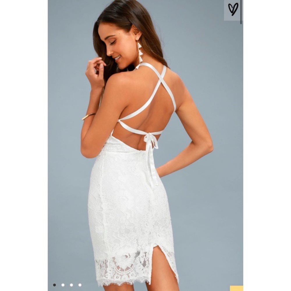 Wishful Wanderings White Lace Bodycon Midi Dress